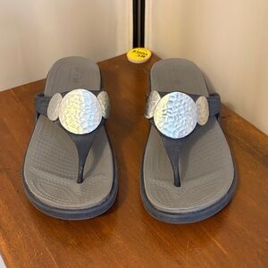 CROCS Navy Blue Sandals with Silver Accents